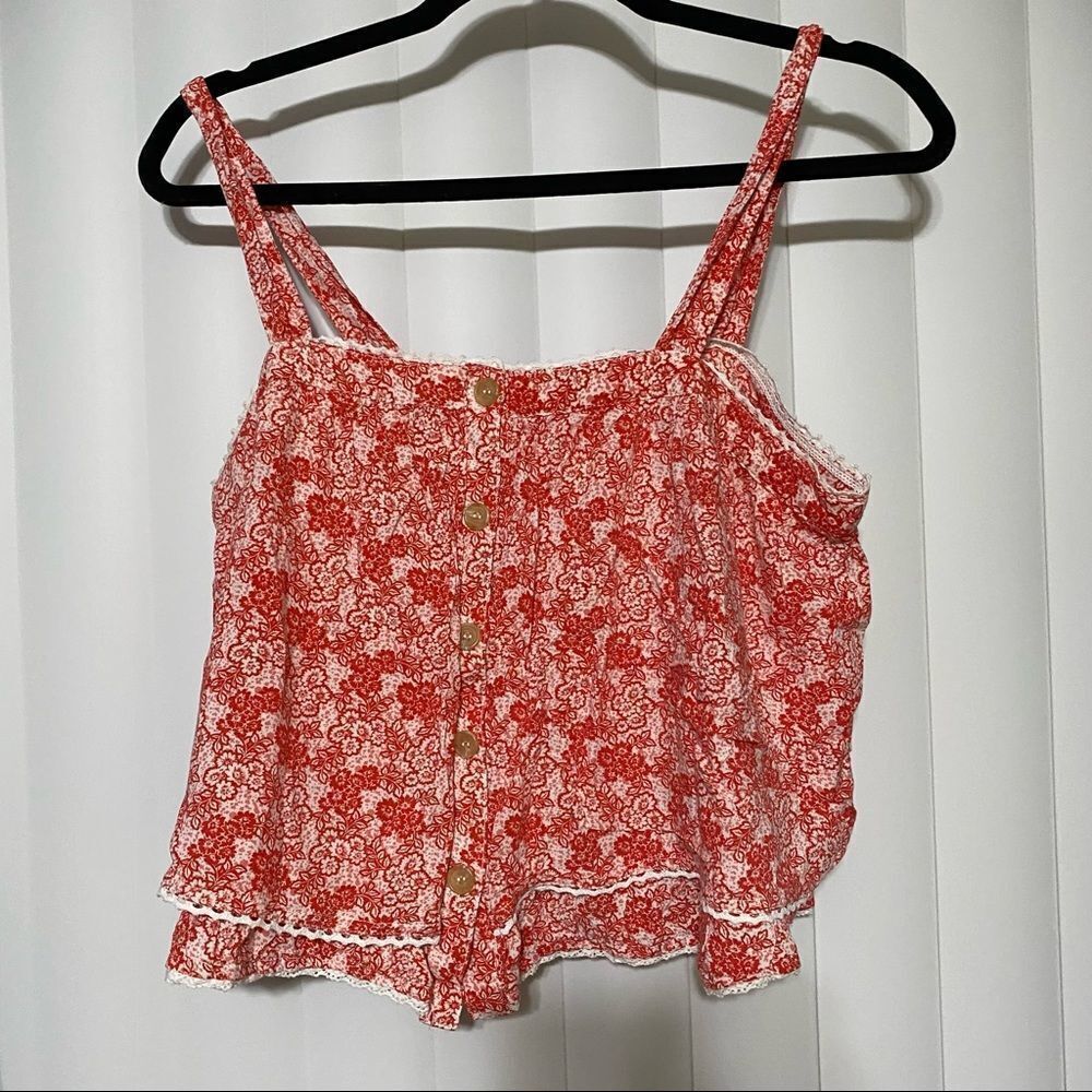 Altar’d state red floral pattern flowy blouse